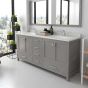 Virtu USA - GD-50072-DWQSQ-GR - Caroline Avenue 72" Double Bath Vanity in Grey with Dazzle White Quartz Top and Square Sink with Mirror