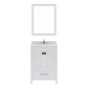 Virtu USA - GS-50024-CMSQ-WH - Caroline Avenue 24" Single Bath Vanity in White with Cultured Marble Quartz Top and Square Sink with Matching Mirror
